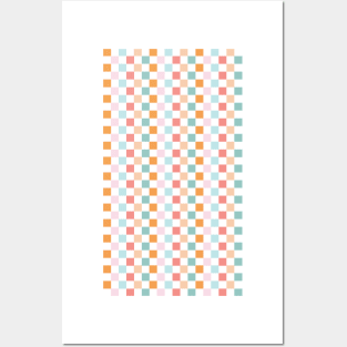 retro colors gingham pattern Posters and Art